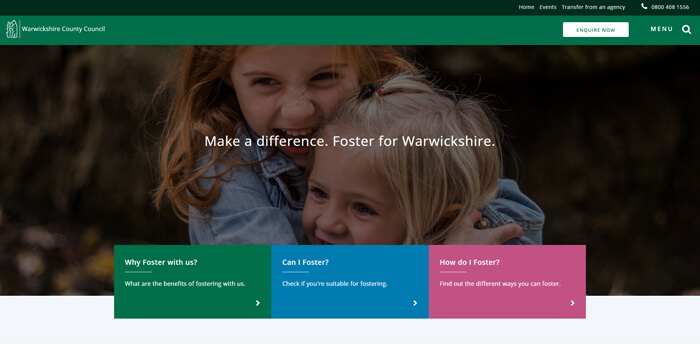 Screenshot of Fostering website