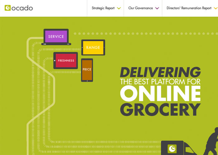 Screenshot of Ocado website