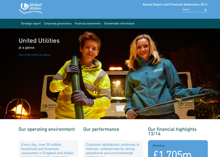 Screenshot of United Utilities website