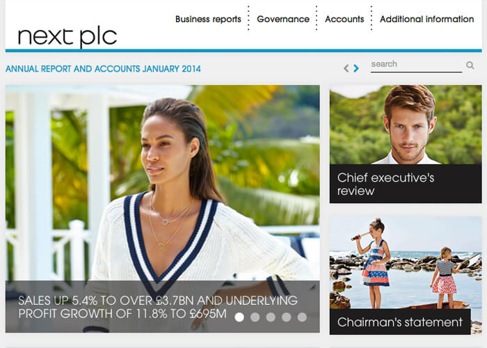 Screenshot of Next website