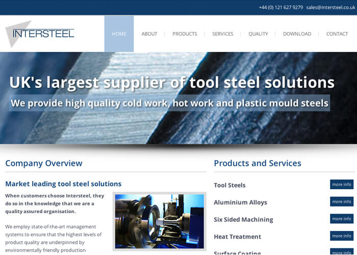 Screenshot of Intersteel website