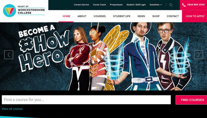 Screenshot of HOW College website